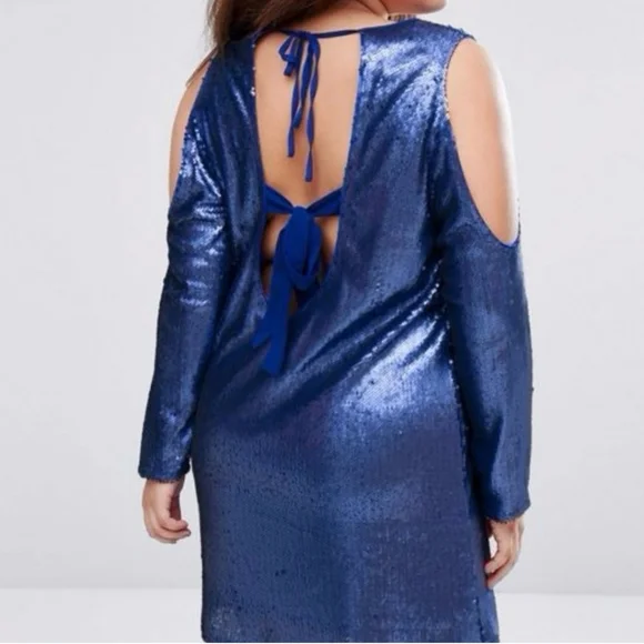 Boohoo Plus | Dresses | Boohoo Cold Shoulder Long Sleeve All Over Sequim  Party Dress | Poshmark